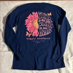 Simply Southern Long Sleeve Shirt with Pink Floral Design